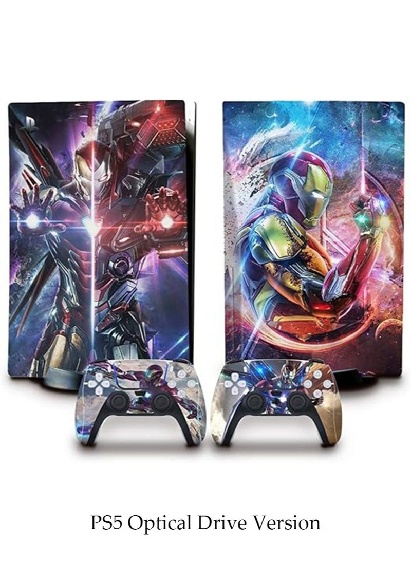 Sony PS5 Console Controller Skins Set, Skin Wrap Decal Sticker PS5 Disk Edition, Protective Film Sticker for PS5 Iron Man , PS5 Optical Drive Version Sticker, Vinyl Sticker Cover Sticker - Image 1